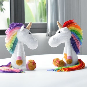 Crochet Unicorn Stuffed Animal: Handmade Jeans Yarn Plush (12.5 inch)