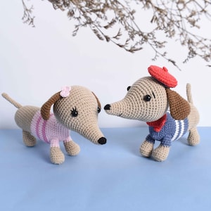 Teckel worst hond gehaakte knuffel knuffel - speciaal cadeau voor hondenliefhebber | Aangepaste kleur: