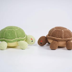 Crochet Green / Brown Turtle - Amigurumi Turtle Plush - Handmade Stuffed Tortoise - Turtle Toy  for Kids and Decor