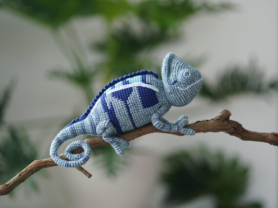 Crochet Chameleon: Colorful Amigurumi Plush - Jungle Nursery Decor