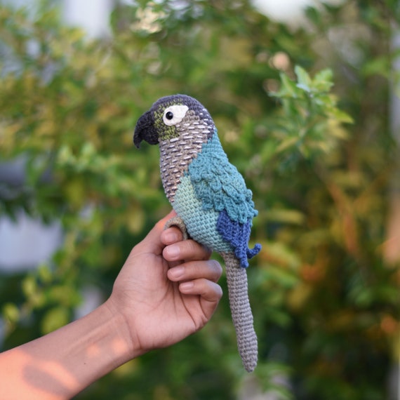 Turquoise Green Cheek Conure Bird Crochet Amigurumi Conure Bird Finished Stuffed Toy Bird Lover Gift Etsy