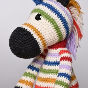 Rainbow Zebra Stuffed Crochet Muticolor Zebra Amigurumi Handmade Stuffed Zebra Gift Idea Zebra Soft Toy For Kids Baby Shower Gift image 5