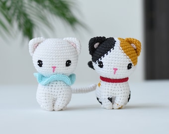 The Little Calico Kitten Crochet Handmade Gift - Little White Kitten Amigurumi Gift - Best Kitten Gift For Your Friends