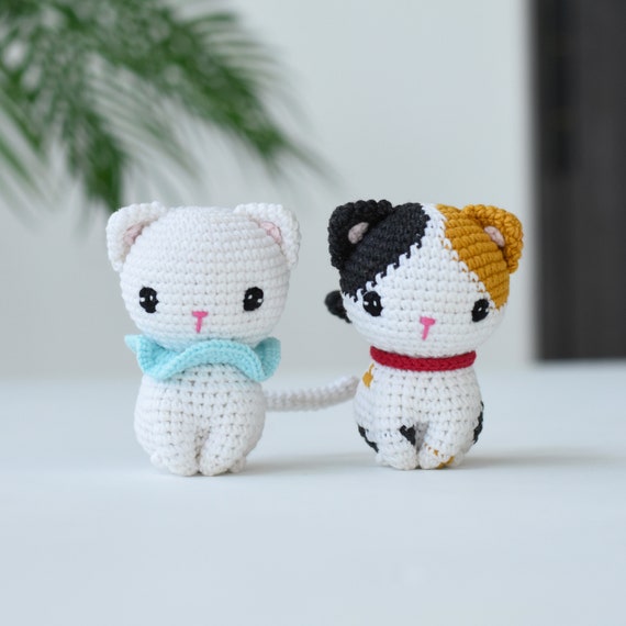 Handmade Crochet Kitten Amigurumi: Calico / White Kitten Gift