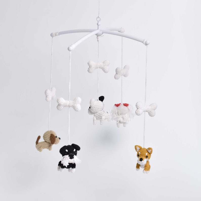 Mini Dogs Baby Crib Mobile Dogs Crochet Amigurumi Baby Crib Etsy