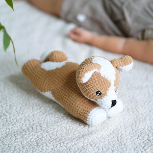 Crochet Corgi Amigurumi: Handmade Chenille Plushie