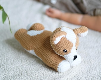 Crochet Corgi Amigurumi: Handmade Chenille Plushie