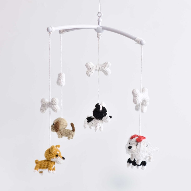 Mini Dogs Baby Crib Mobile Dogs Crochet Amigurumi Baby Crib Etsy