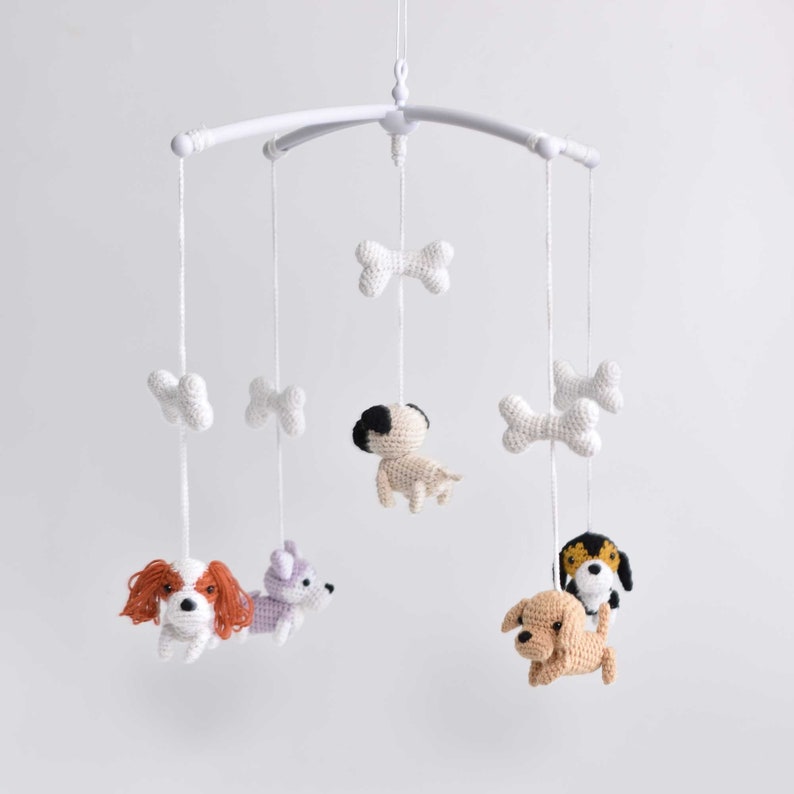 Mini Dogs Baby Crib Mobile Dogs Crochet Amigurumi Baby Crib Etsy