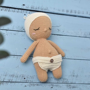 Cute Sleeping Baby Wearing Diapers - Baby Amigurumi Crochet Doll -Custom Color