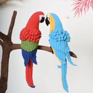 Red / Green Macaw Parrot Bird - Scarlet Macaw Crochet Amigurumi  - Bird Handmade Decorative Toy | Custom Color
