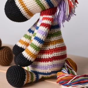 Rainbow Zebra Stuffed Crochet Muticolor Zebra Amigurumi Handmade Stuffed Zebra Gift Idea Zebra Soft Toy For Kids Baby Shower Gift image 6