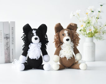 Border Collie Finished Crochet Toy - SheepDog Amigurumi Stuffed Plush Toy -Border Collie Dog Lovers Gift