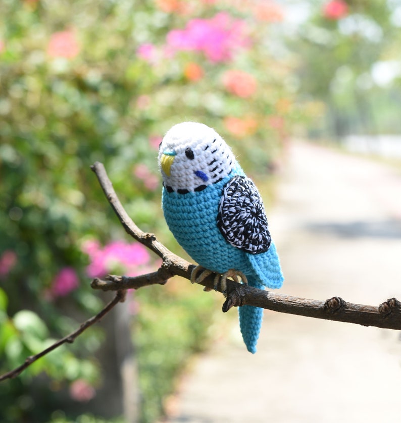 Amigurumi Budgie , Parakeet, Cockatiel Parrot, Cardinal Red Bird, Quaker Parrot Crochet Handmade Decorative Toy ,New Year bird lovers Blue Budgie