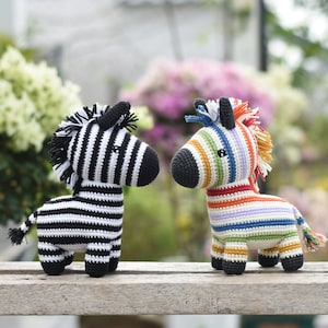Handmade Crochet Zebra Plush: Rainbow or Black & White Amigurumi