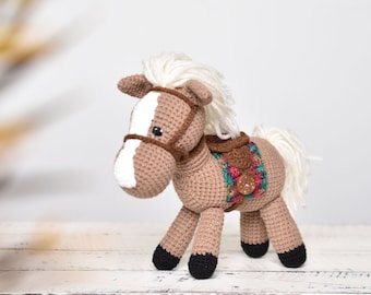 Horse & Saddle Crochet Animal - Handmade Horse Amigurumi Stuffed Toy Doll High Quality | Custom Color