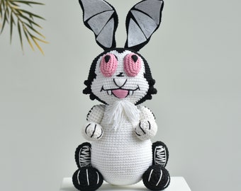 Crochet Vampire Bunny Plush - Handmade Halloween Toy