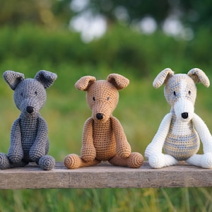 Peluche a forma di levriero all&#39;uncinetto – Levriero amigurumi fatto a mano – Giocattolo morbido a forma di levriero o levriero italiano, regalo