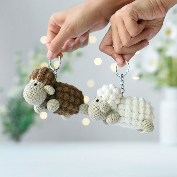 Porte-clé mouton au crochet - porte-clé Amigurumi agneau - cadeau porte-clé mouton au Crochet fait main - accessoires de sac porte-clé mouton