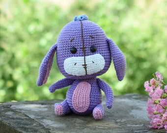 Âne rêveur au crochet Âne au crochet en peluche fait main, cadeau animal au crochet