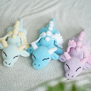 Handmade Crochet Sleeping Baby Dragon Plushie: Chenille Nursery Toy