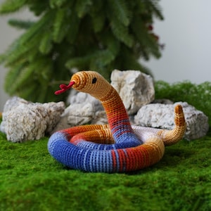 Temperature Snake Crochet - Colorful Snake Plush Toy - Snake stuffed animal - Snake Decoration - Year of the Snake Gift