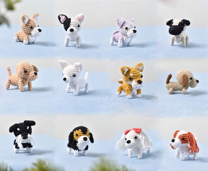 Petit chien au crochet Amigurumi, chien miniature, petit chiot, schnauzer miniature, chihuahua, teckel, shiba inu, beagle, corgi, carlin, labrador, husky Brown Dachshund