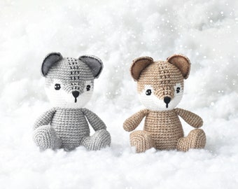 Winter Wolf Crochet Finished Toy - Cute Wolf Amigurumi Decoration - Wild Animals Crochet - Baby Shower Gift