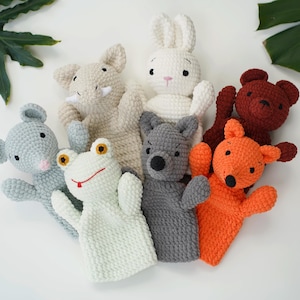 Crochet Animal Hand Puppet: Soft Chenille Yarn Amigurumi Toy