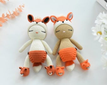 The Sleeping Baby Fox Crochet - Sleeping Baby Shower Gift - Amigurumi Sleeping Baby Toy