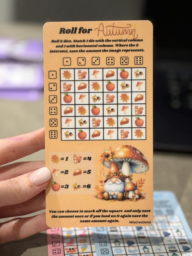 Roll the Dice/ 4 Seqson Saving Challenge Trackers Games - Etsy