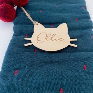 Wood Stocking Tag for Cat | Personalized Cat Stocking Tags | Cat Stocking Tag | Christmas Decor | Name tags | Cat Name Tags | Cat Tag