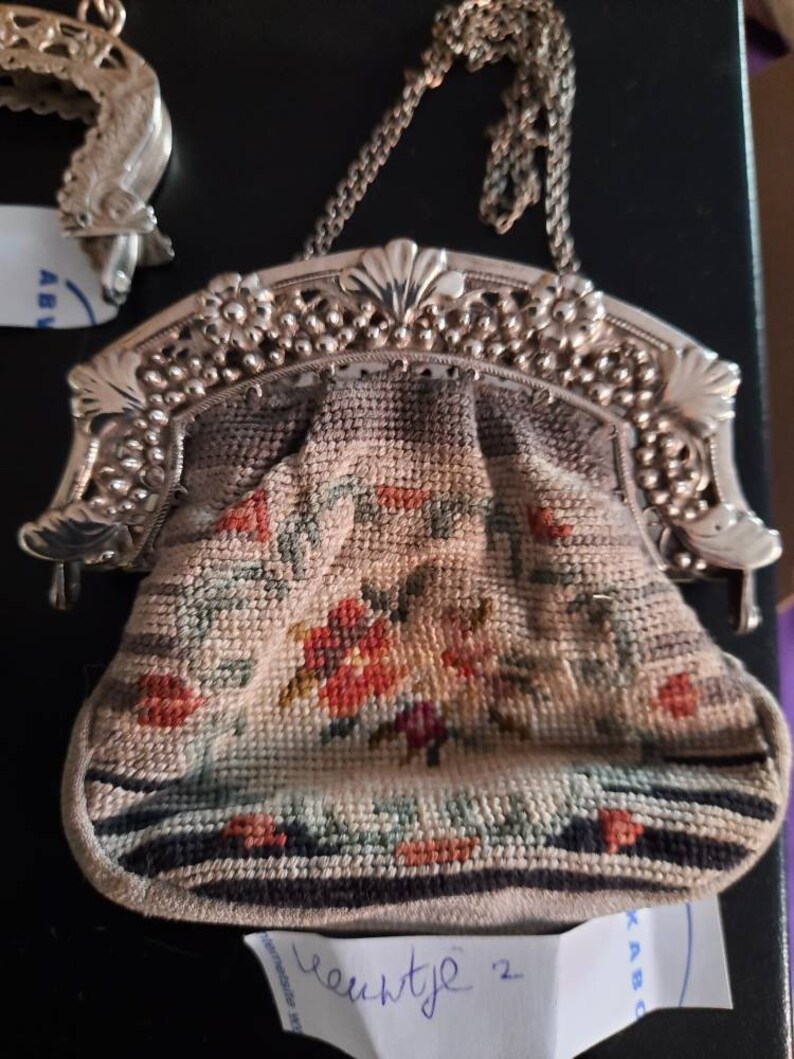 Antique silver purse and bag brackets with stamps and year letters 1830-1870 various prizes