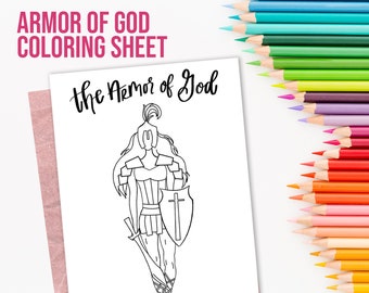 Armor of God Coloring Page | Ephesians 6 | Spiritual Warfare | Bible Verse Coloring Page | Christian Art | Digital Download | Bible Tools