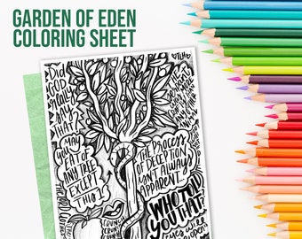 Garden of Eden Coloring Page Instant Download Book of Genesis | Bible Coloring Page | Homeschool | Digital Download | Bible Tools for Moms