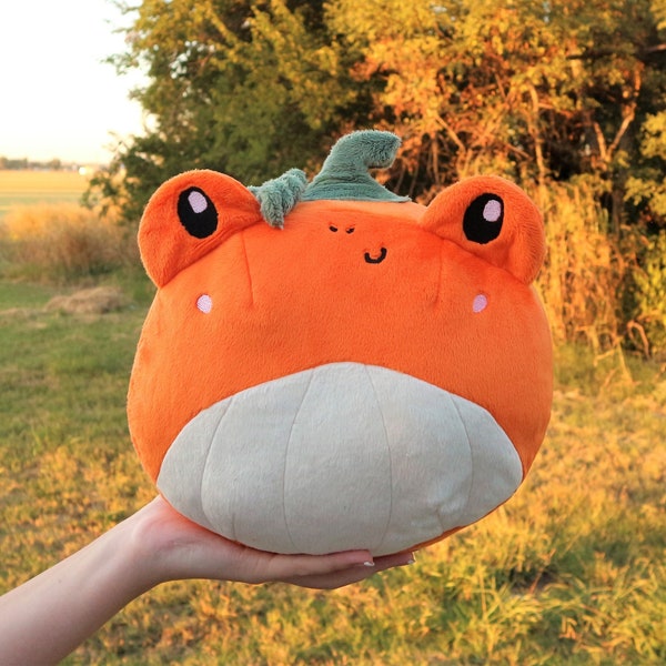 Pumpkin Frog Homemade Fall Plush froggy Stuffed animals cute chubby frogs big autumn toad soft cute kawaii pillow room decor Halloween