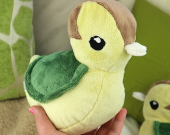 Handmade Turtle Duck Plushie: Embroidered Soft Stuffed Animal
