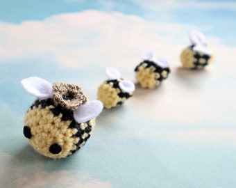 Honey Bees Crochet bee Queen bee Amigurumi Kids toy Gift idea Keychain Bug lover Insect bee plush mini crochet animals small stuffed animals