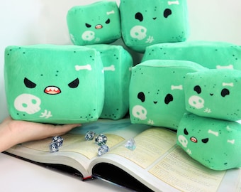 Handmade Gelatinous cube plush dnd monster plushie squishy gift ideas gaming gamers goo ooze blob soft toy stuffed animal miniature sticker