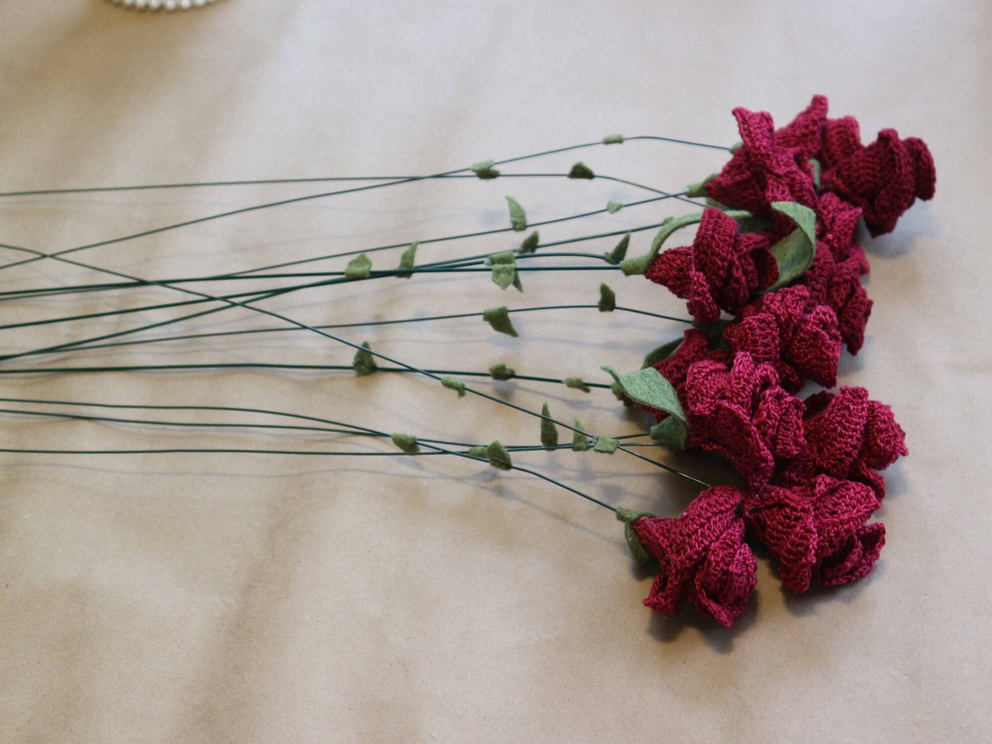 Crochet Rose Bouquet 12 Stem Bouquet Valentine's Day Etsy