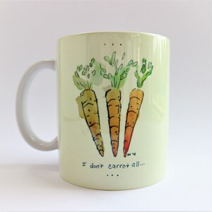 I don't carrot all coffee mug handmade watercolor art cup vegetable art cute funny humor plant gardening gift idea hot beverage drink 11 oz image 4