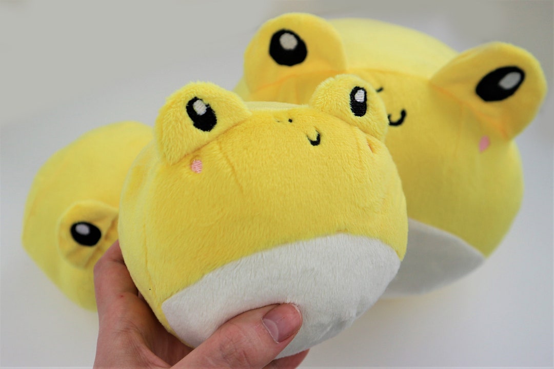 Handmade Froggy Plush Frog Stuffed Animals Cute Chubby Green Yellow