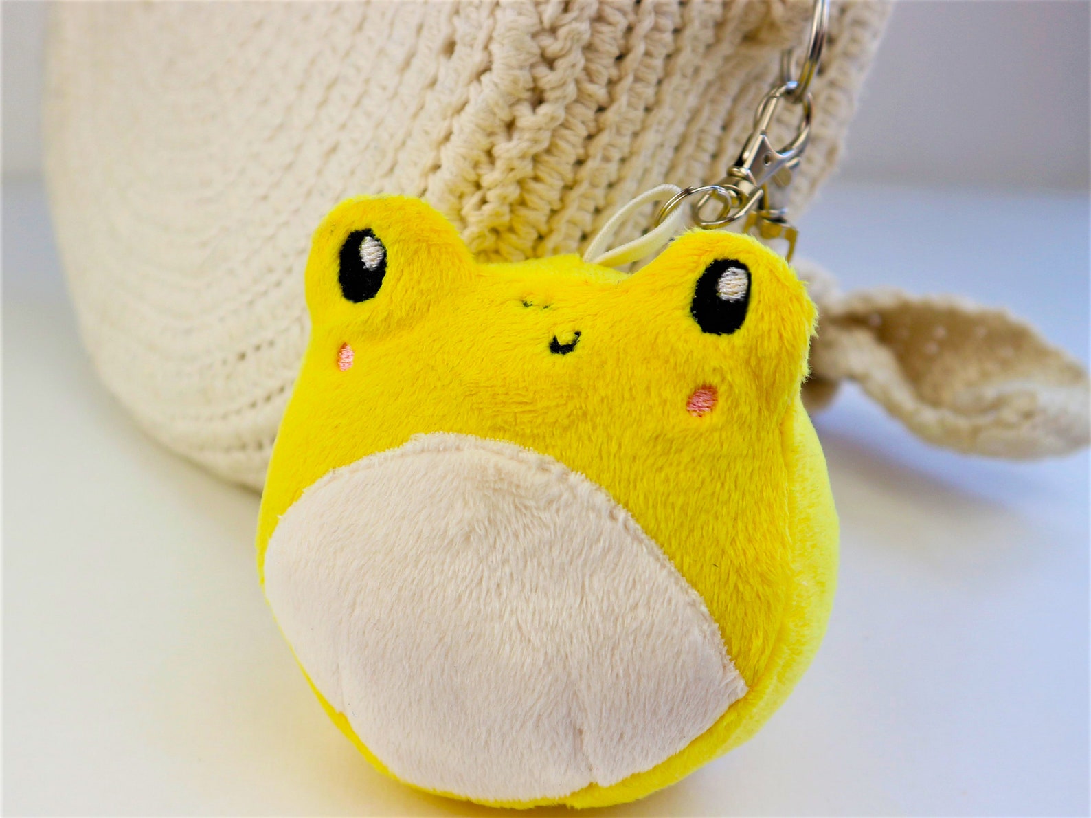 Oversized Froggy Keychain Plush Frog Key Ring Handmade Squishy Etsy