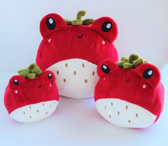 Homemade Strawberry Froggy Plush Frog Stuffed Animals Cute Chubby Fruit  Frogs Big Red Berry Toad Pink Soft Cute Kawaii Pillow Room Decor 