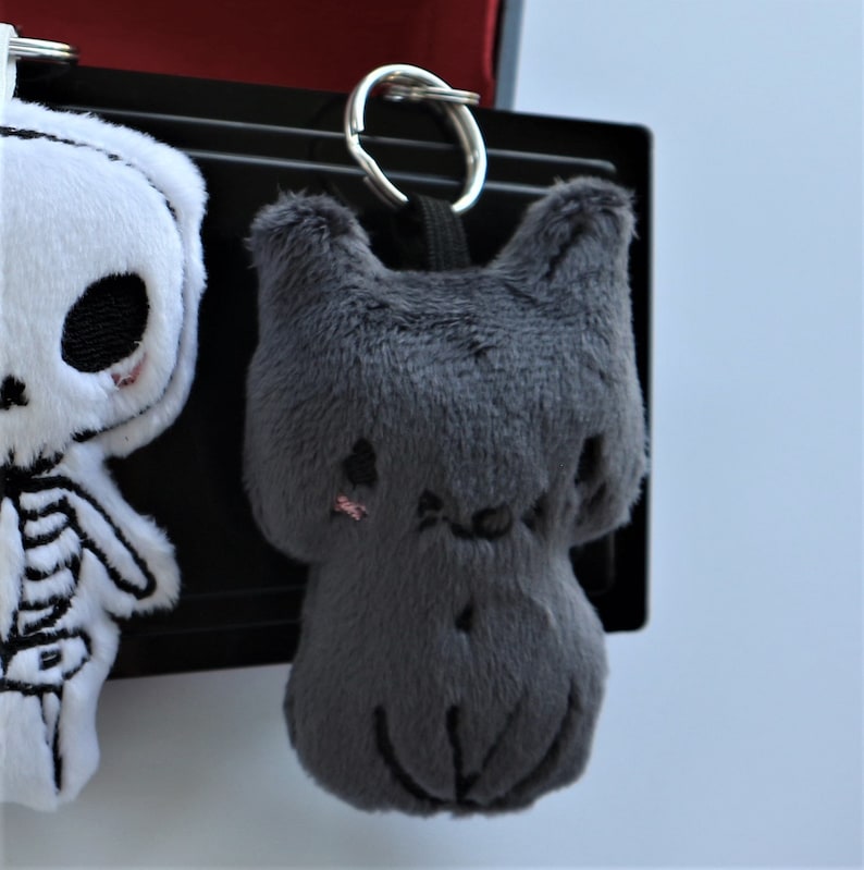 Black Cat Squishy Keychains Halloween Cat Mini Plush Keychain Etsy