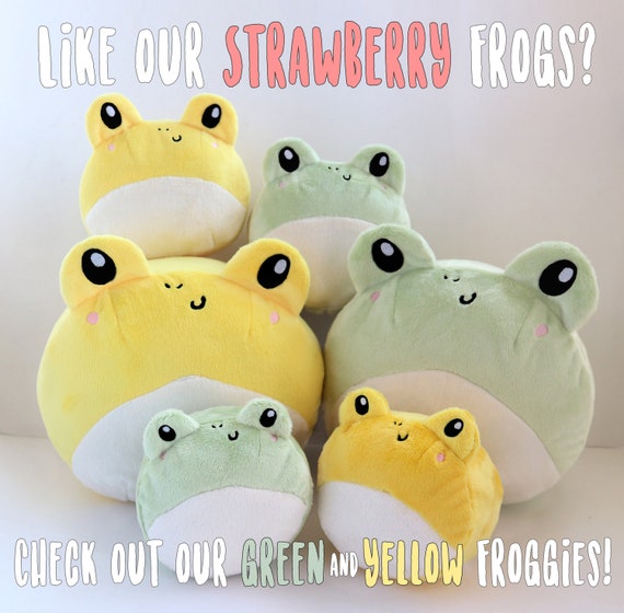 Homemade Strawberry Froggy Plush Frog Stuffed Animals Cute Chubby