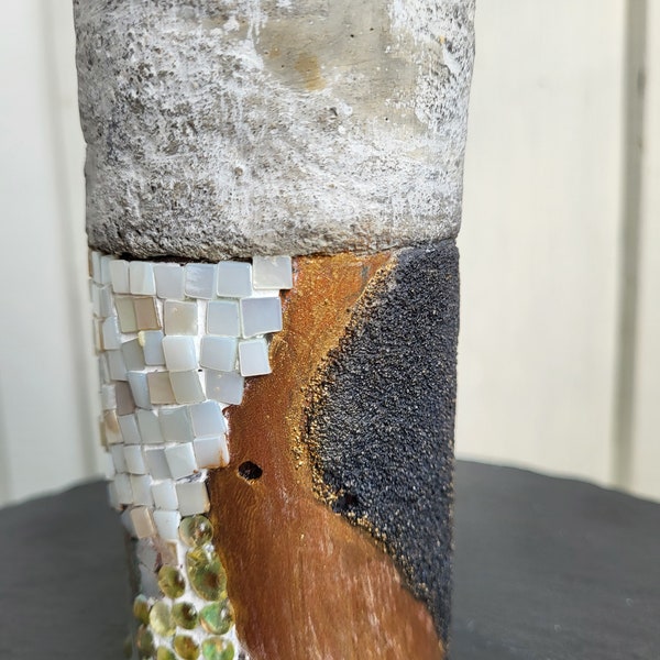 Vase - Beton - Mosaik - Farbe -Urban-Style - Unikat