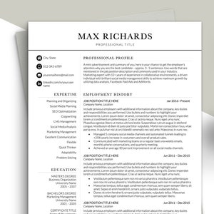 Plantilla de CV ejecutivo limpio para Word, plantillas de CV profesionales modernas, plantilla de CV elegante para el Reino Unido, currículum vítae con carta de presentación