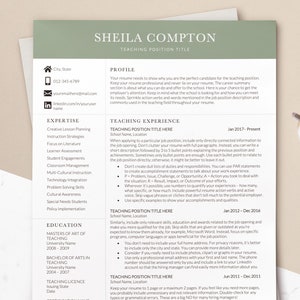 Modelo de currículo moderno para professores, modelo de currículo profissional para professores MS Word com carta de apresentação, currículo editável verde para professores