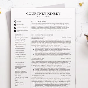 Professional Resume Template for Word with Clean Modern 2 Page Resume Format, Two Column Resume Template, Two Page CV Template for Word